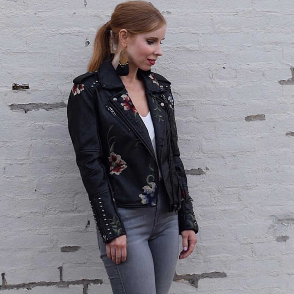Blank NYC embroidered Moto jacket